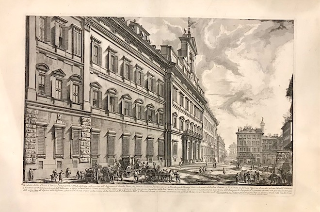 Piranesi Giovanni Battista (1720-1778) Veduta della Gran Curia Innocenziana edificata sulle rovine dell'Anfiteatro di Statilio Tauro, che formano l'odierno Monte Citorio 1752 Roma 